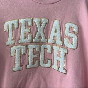 Pressbox Pink Texas Tech Appliqué Crewneck Sweater